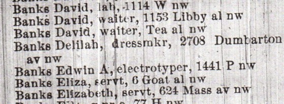 1884 Washington DC City Directory - Edwin Banks