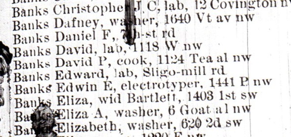 1885 Washington DC City Directory - Edwin Banks