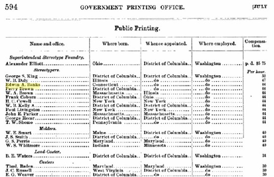 Edwin Banks Government Printing Office Record