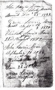 John Laurie, Nicholas Martin Bible record from civil war pension file