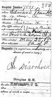 Civil War Service Record - Edward Banks - Hospital Admission