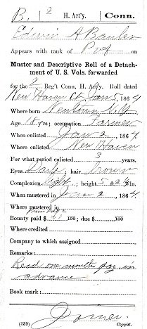 Civil War Service Record - Edwin Banks - Descriptive Roll