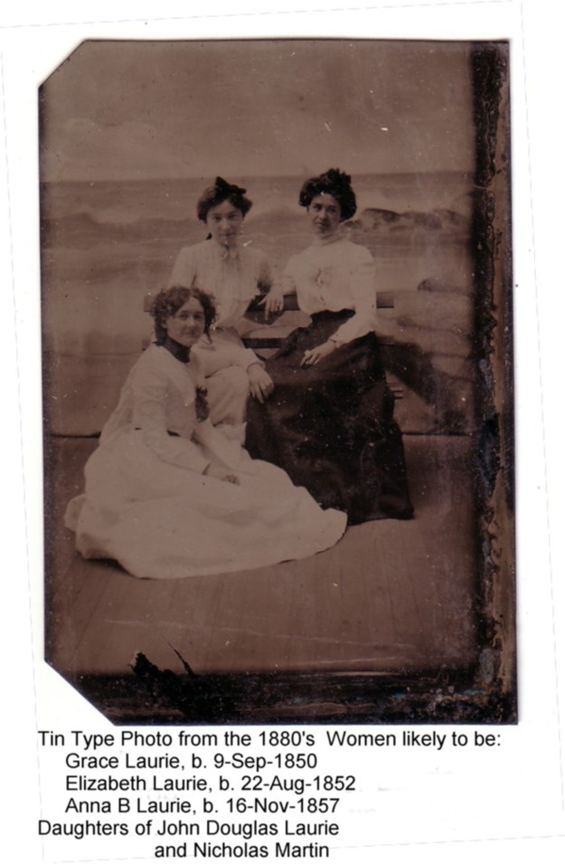 Tin type photo of three ladies