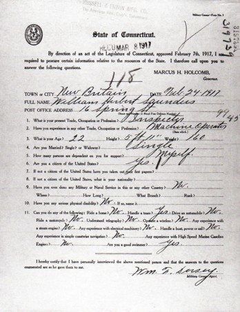 William Sanders Connecticut Military Census 0f 1917